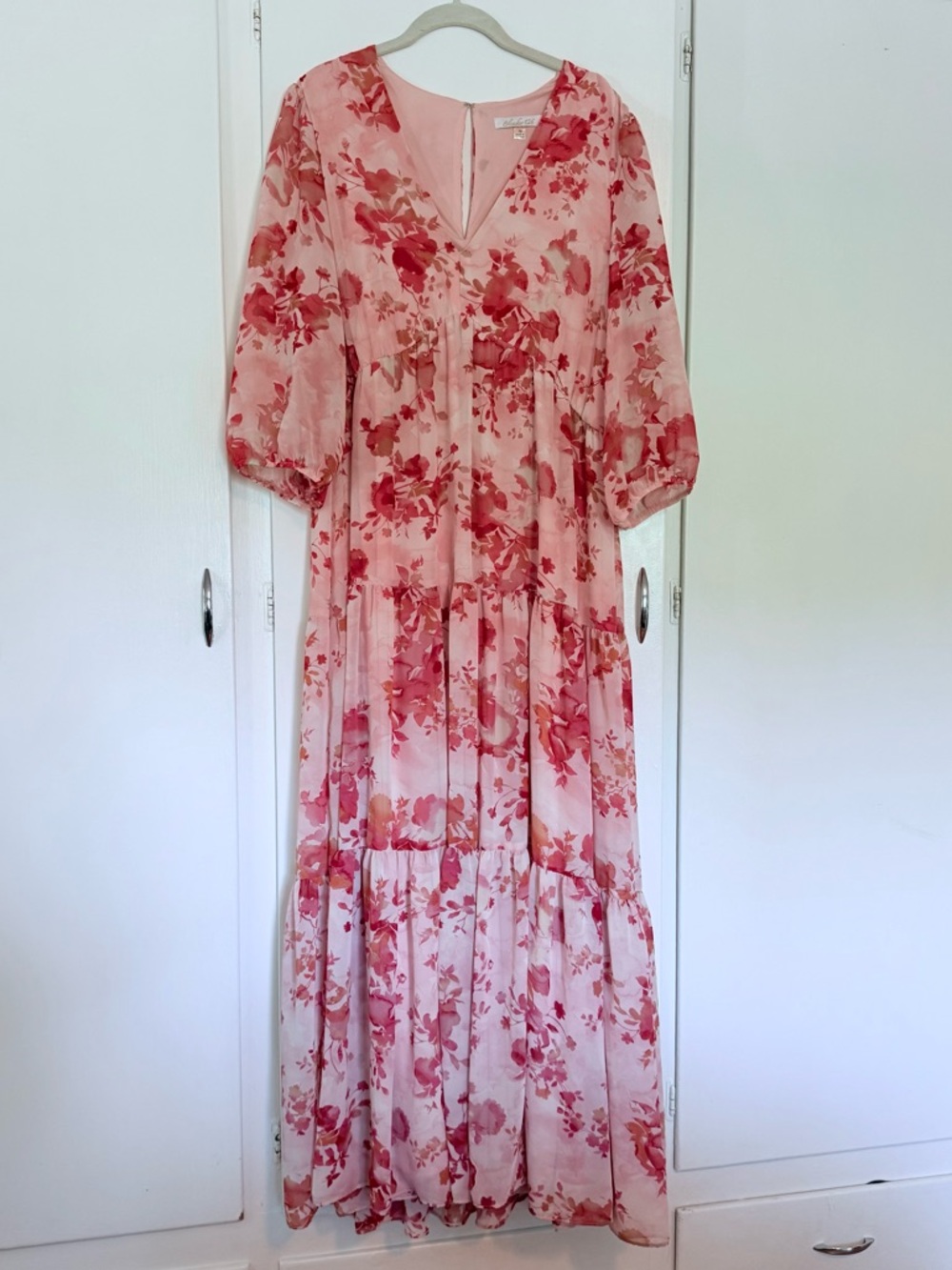 Floral Pink Tiered Maxi Dress